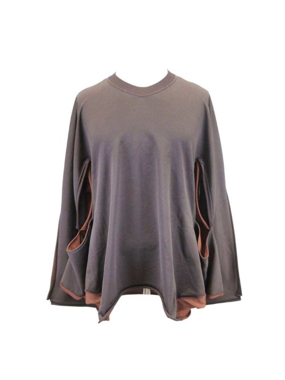 Bottega Veneta Pre Fall Bicolor Knit 2-Way Deformed Top Brown Sweater S